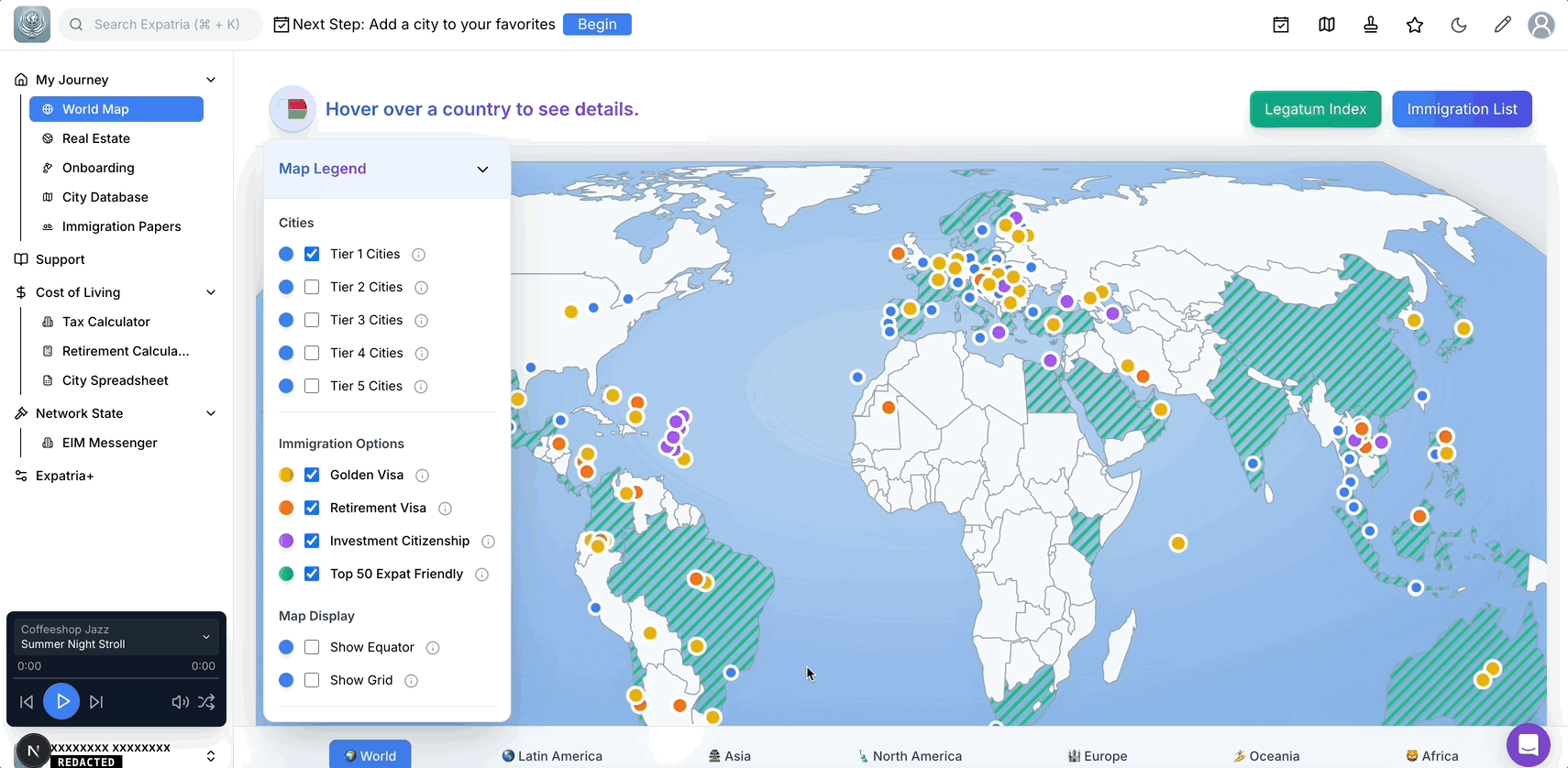 Step 3 - After selecting your favorite countries, review cities using our TikTok-like experience or use the global map to review over a thousand cities.